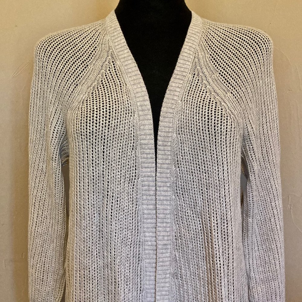 Preowned Eileen Fisher Tunic Length Cardigan.100% Organic Cotton. Made in Peru.